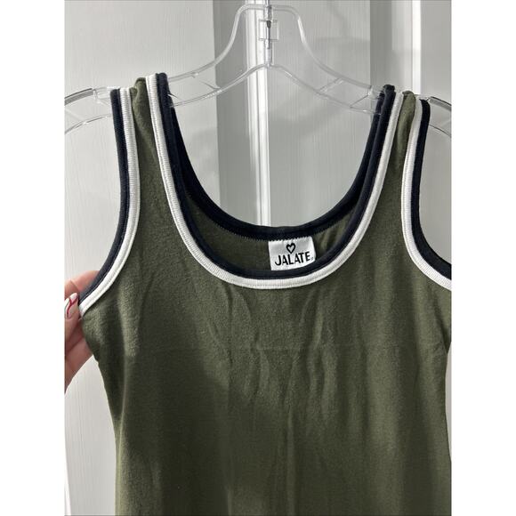 Vintage Y2K Women's Jalate USA S Olive Green Dress Sleeveless Scoop Neck 90s - Picture 4 of 6